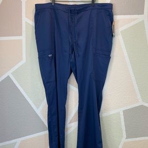 Cherokee Women Scrubs Pant Mid Rise Moderate Flare Drawstring Navy - XXL TALL